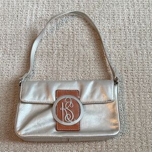 Kate Spade Silver Shoulder Bag with Brown Accent